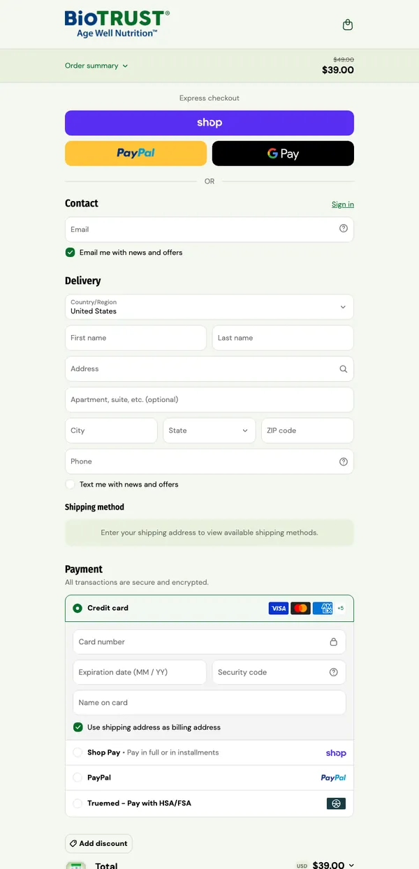 Keto Elevate secure checkout page