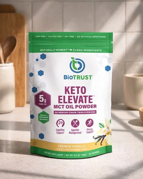 Keto Elevate French Vanilla bag on kitchen counter